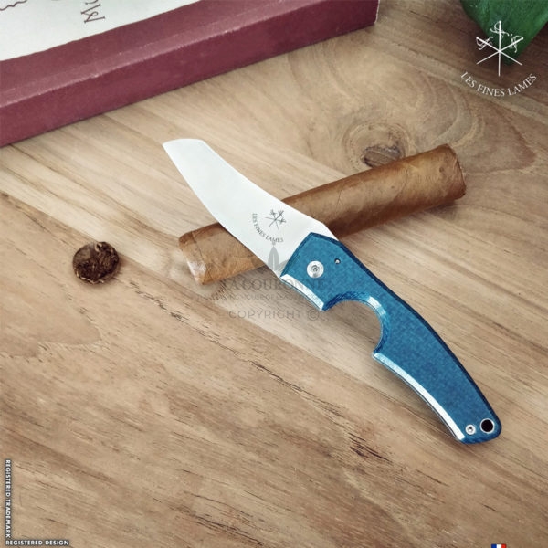 Le Petit Composite Micarta Blue cigar cutter Les Fines Lames